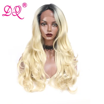 

DQ Synthetic Lace Front Wig Ombre Blonde Wig Long Body Wave Wigs for Woman Cosplay Wig Synthetic Wig Heat Resistant Fiber Wigs