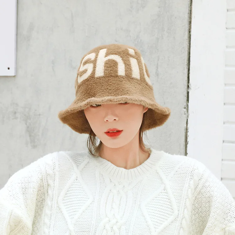 Hats Woman Letter Embroidery Keep Warm Plush Basin Hat Lovely Can Adjust Fisherman Cap Tide | Аксессуары для одежды