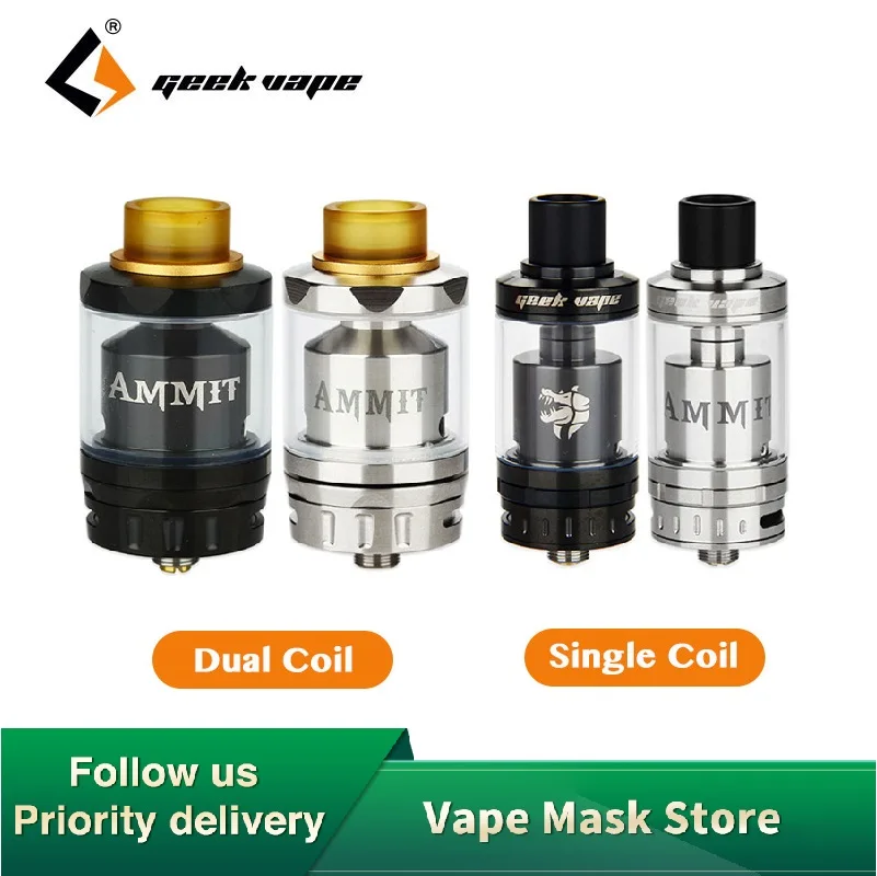 Лидер продаж Geekvape «Ammit RTA» 3 мл, двойная катушка/одна катушка Аммит RDTA 3,5 мл майка система заправки Clearomizer RDTA E-cig Vape танк