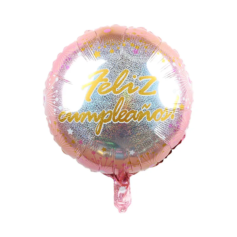 A 10 шт 18inch испанский печатных Feliz cumpleaños Happy День рождения принадлежности из материала майлар Фольга шары с гелием, следа воздушный шар - Цвет: A