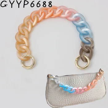 

New rainbow Gradient color accessories bag with acrylic armpit bag shoulder light chain female bag replacement shoulder strap