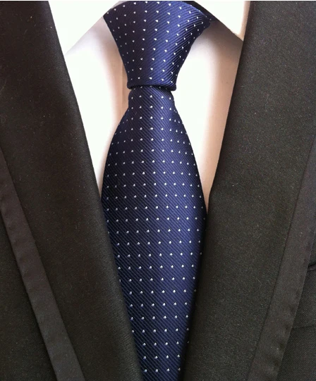 Дизайнерские галстуки в горошек 8 см темно-синий и белый стильный галстук для