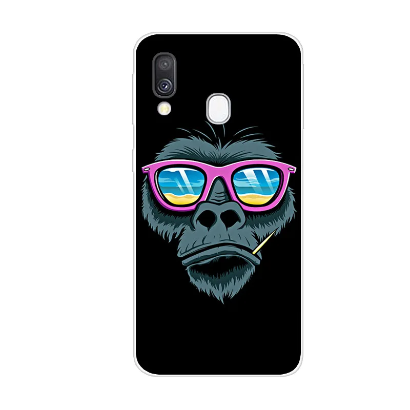 Роскошный мягкий Силиконовый ТПУ чехол для samsung Galaxy A40 A 40 цветочный животное кошка чехол-крышка с узорами Защитные чехлы для телефонов Fundas Coque - Цвет: Темно-красный