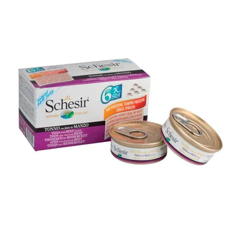 

"Schesir" canned food for cats tuna + beef (50gr * 6 pcs) 2 PCs