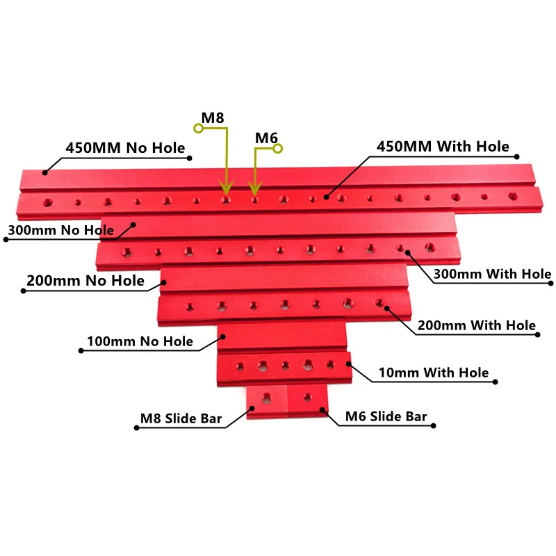 Aluminum M6/M8 T Track Slider Woodworking T Track Tool For 30/45 Type T-Track Jigs Screw Slot Fastener