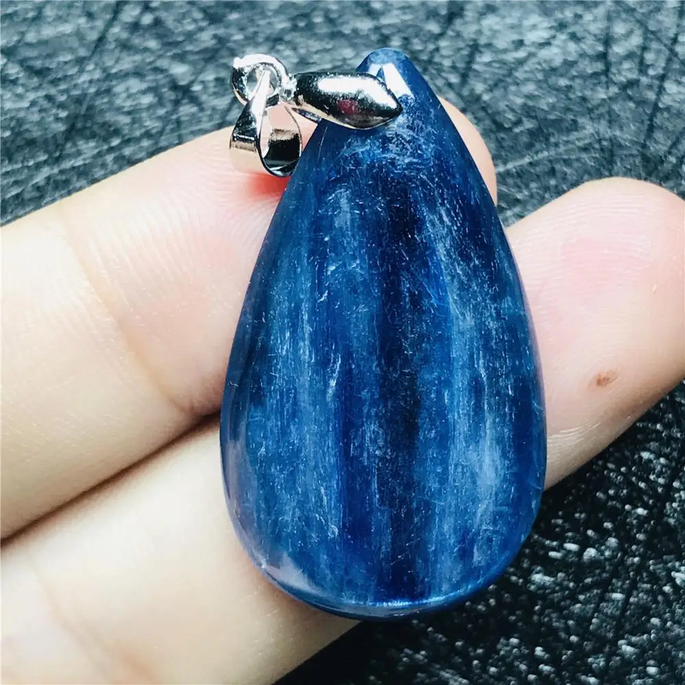 

Top Natural Blue Kyanite Pendant Jewelry For Woman Lady 34x20x5mm Beads Cat Eye Gemstone Crystal Silver Necklace Pendant AAAAA