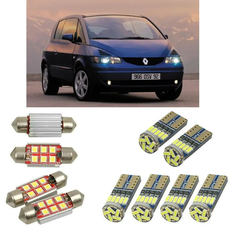 Внутренний светодиодный автомобильный светильник s для Renault avantime de0, 2001-2003, автомобильные аксессуары, фонарь для багажника, номерной знак, светильник 8 шт