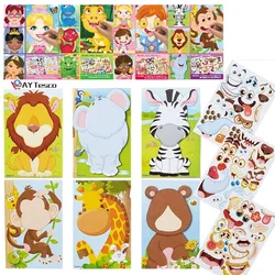 Autocollants DIY à motif animaux jeu éducatif pour enfant, stickers à thème, fais une grimace, princesse, puzzle, dinosaure, exercice d'identification, 