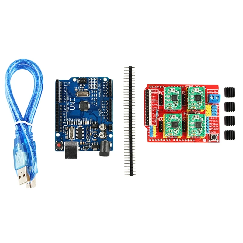 

HOT-3D Printer Accessories Cnc Engraving Machine Grbl Expansion Board Uno R3+Cnc Shield V3+A4988