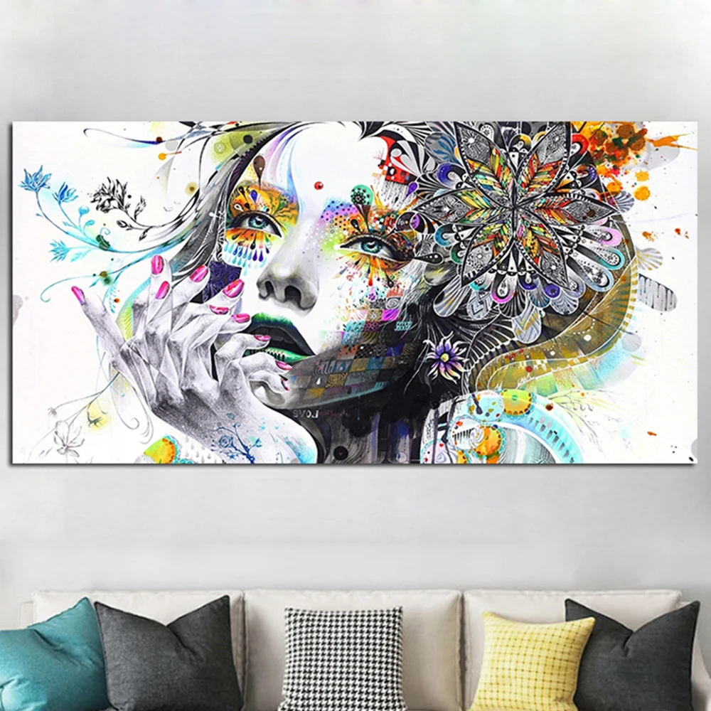 Девушка уход за кожей лица с цветок картина маслом Печать на холсте Плакаты и