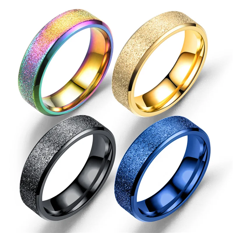 

Size 7-12 Golden Black Blue Color Scrub Ring For Men High Quality Stainless Steel Anillo Male Party Fashion Accessory