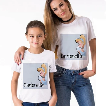 

Cinderella Family Look Outfits Beautiful T shirt Kids Clothes Mother and Daughter Clothes Cute Super Mom T-shirts Spring Summer