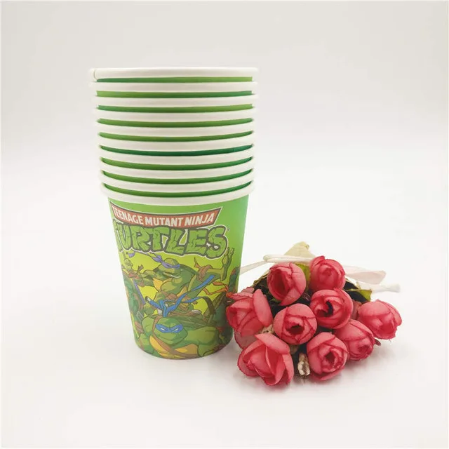 10pc Cup 108*180 см подростковые мутанты Черепашки Ниндзя tlableleth вечерние принадлежности Мультяшные одноразовые украшения на день рождения - Цвет: 10pc Cup