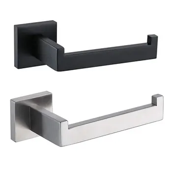 

Bathroom Toilet Paper Holder Black Stainless Steel Wall Mounted Toilet Roll Towel Shelf Waterproof Kitchen Bathroom Accessories^
