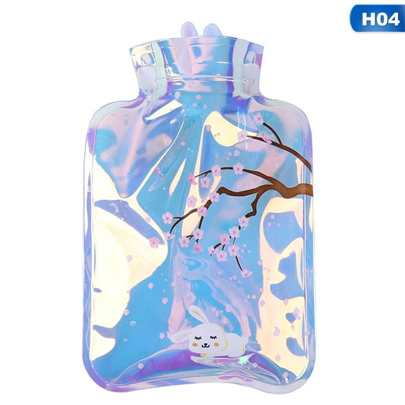 New Laser Cartoon Hot Water Bottle Water Injection Portable Explosion-proof Hand Warmer - Color: 04