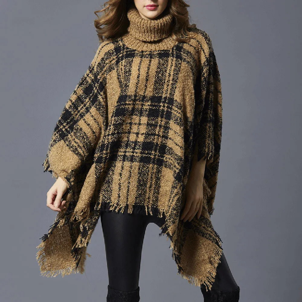 Повседневный Женский клетчатый свитер с длинными рукавами и принтом «летучая мышь», модный свитер, пуловер, Осень-зима, теплое ветровое стекло