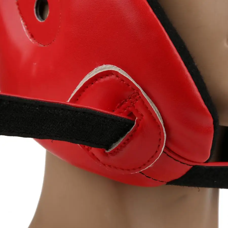Боксерский шлем из искусственной кожи, регулируемый налобный шлем Sanda Kickboxing, тренировочный защитный шлем для защиты головы, спортивный шлем для фитнеса