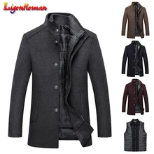 Зимние мужские 4 цвета модные пальто M-3XL Регулируемый жилет толстые шерстяные пальто, шуба мужские однобортные пальто и куртки