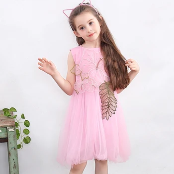 

Vgiee Summer Dress Girl New Style Sleeveless Mesh Floral Print Kids Dresses for Girls Clothes 2 3 4 5 6 7 8 Years Old