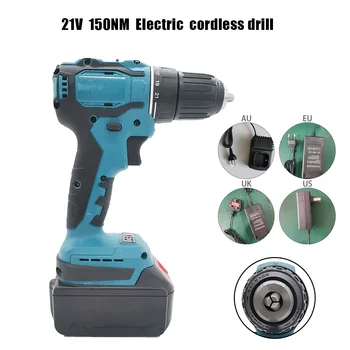 

18-21V 80-150Nm Cordless Brushless Electric Impact Drill Torque Screwdriver Tool Cordless Drill+Charger+Lithium Ion Battery