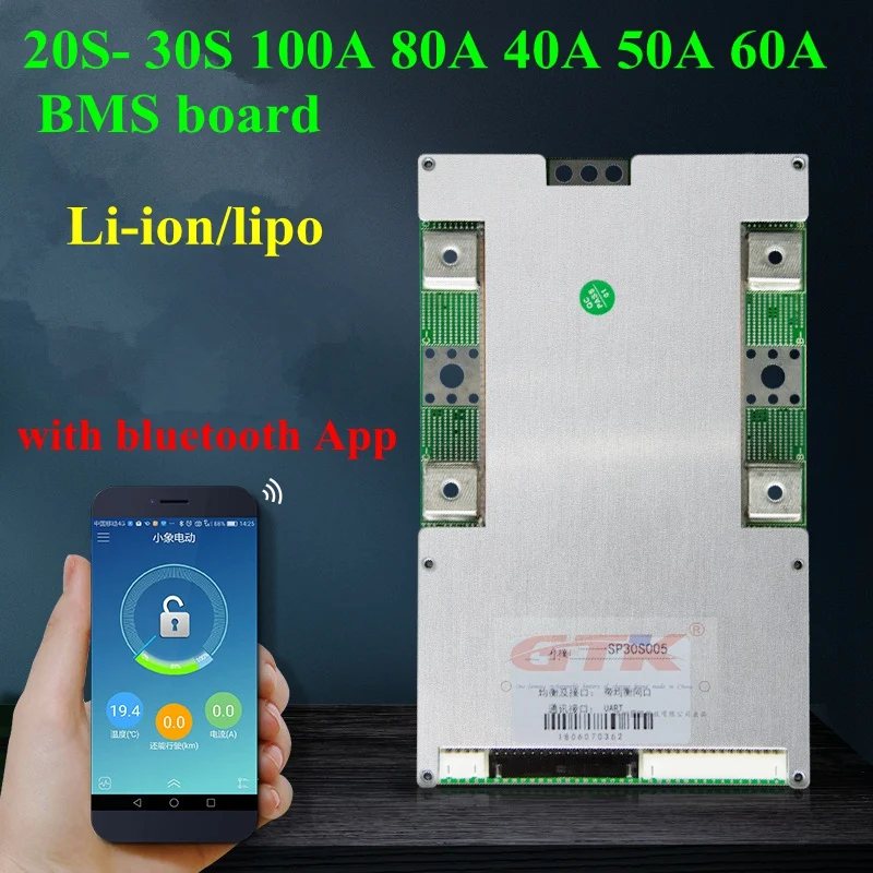 20S до 30S 40A 60A 100A 80A 50A литий-ионный смарт BMS баланс 20S 72V 100v lipo BMS с UART android Bluetooth App 24S 21S 26S 28S