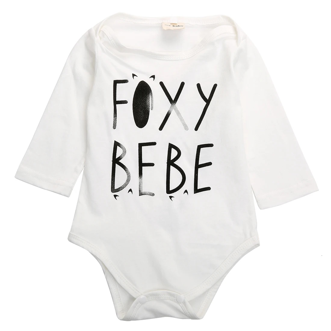 Size 70 Модное и повседневное хлопковое белое боди с длинными рукавами и принтом Bebe для новорожденных мальчиков и девочек 0-18 месяцев - Цвет: Size 70