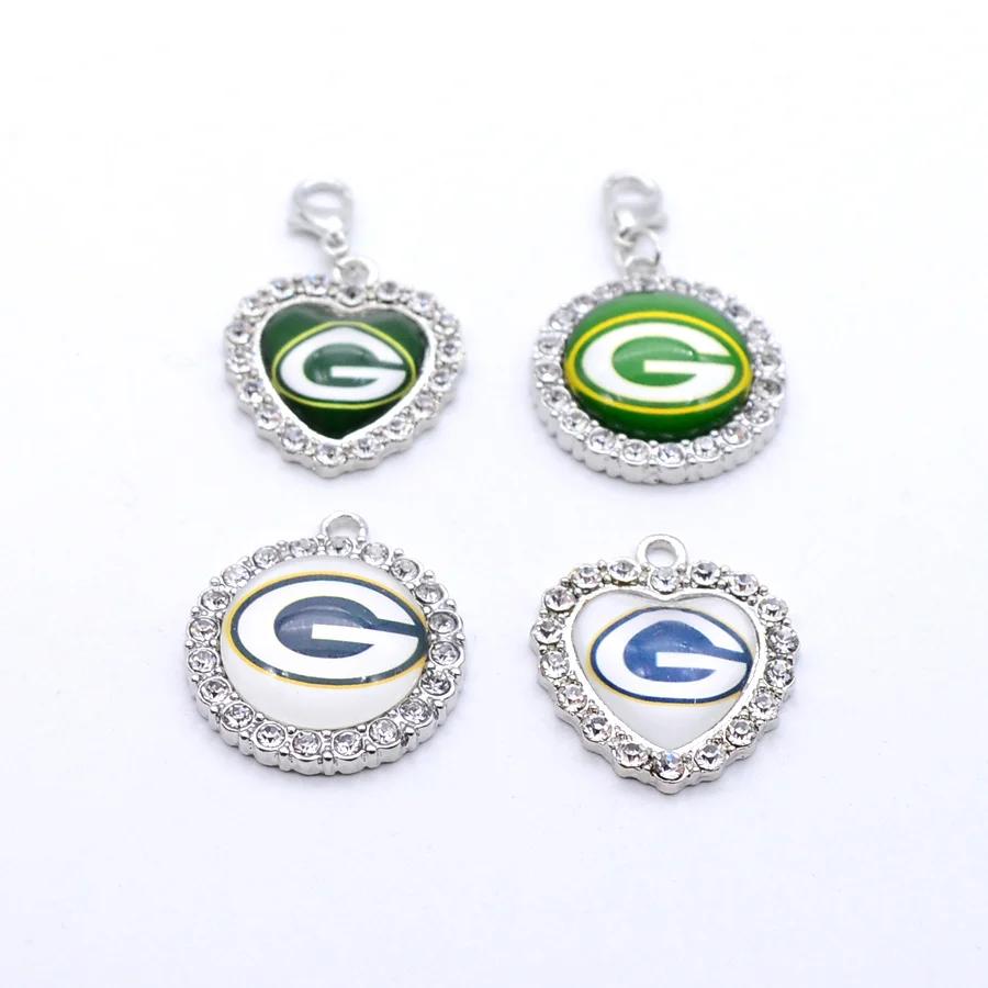 

Silver Pendant Rhinestone Charms Green Bay Packers Charms for Bracelet Necklace for Women Men Football Fans Paty Fashion 2019