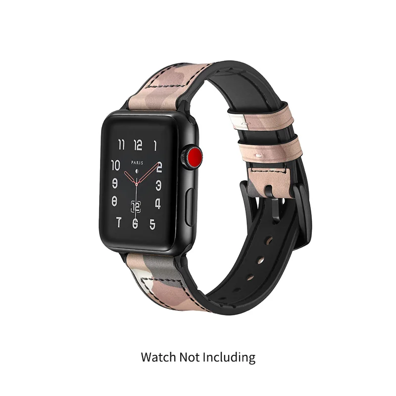Камуфляжный дышащий ремешок ALPQ для Apple Watch 38 мм 40 мм 42 мм 44 мм браслет из натуральной кожи для iwatch серии 5 4 3 2 1