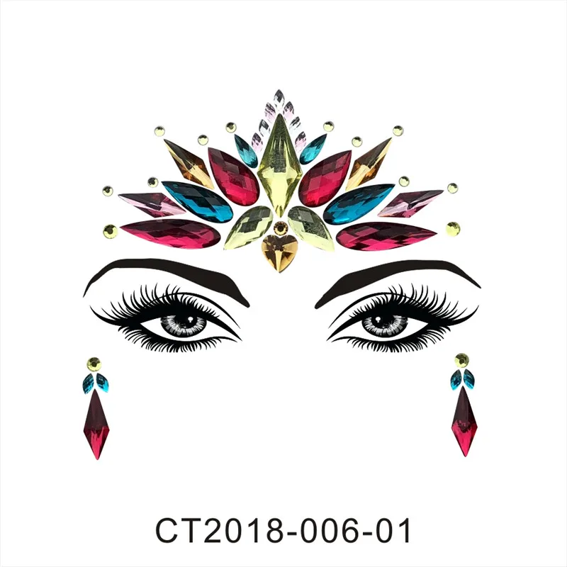 CT0601 Акриловая смола, украшение для лица, груди, кристалл, алмаз, дрель, палочка, дрель, музыкальный фестиваль, стразы, наклейки, временные татуировки - Цвет: CT0601
