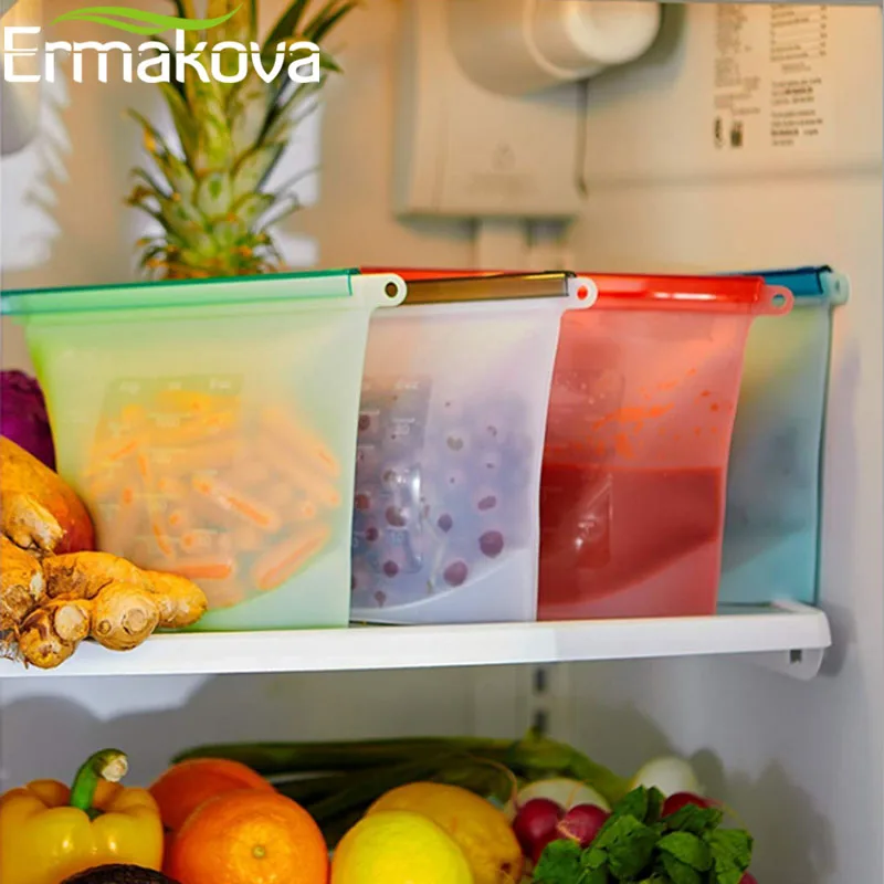ERMAKOVA силиконовая сумка для хранения пищевых продуктов 1000 мл герметичное