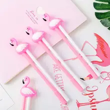 48 пар/лот, креативные канцелярские принадлежности, стильная гелевая ручка с рисунком фламинго, черная, 0,5 мм, Студенческая пенальти, водная ручка