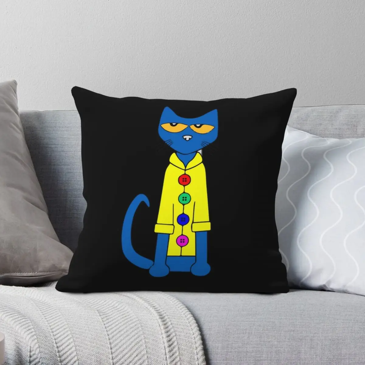 

Квадратная наволочка Pete The Cat, полиэстер, лен, бархат, с узором, на молнии, Декор Чехлы на подушки для дома 18"