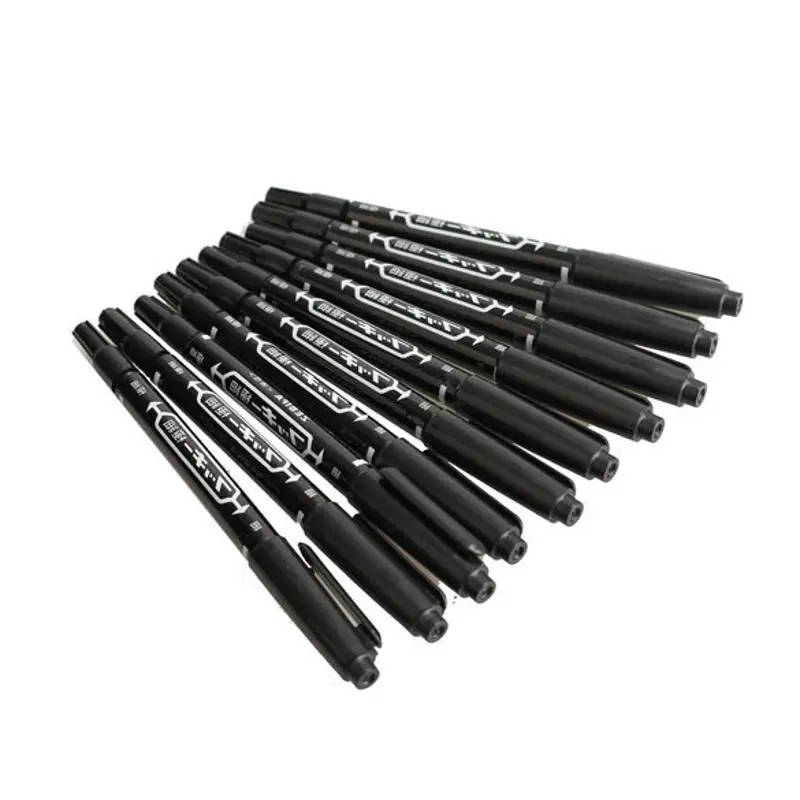 

10PC 3 Colors Twin Tips Doubled Headed Hook Line Permanent Paint Marker Pen For CD DVD Media Disc Quick-drying Writing Pens