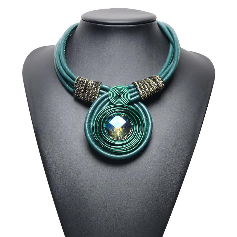 

Europe And America Big Brand Retro Accessories Fashion Exaggeration Hand-woven Leather Rope Multistory Necklace Cool Ethnic-Styl