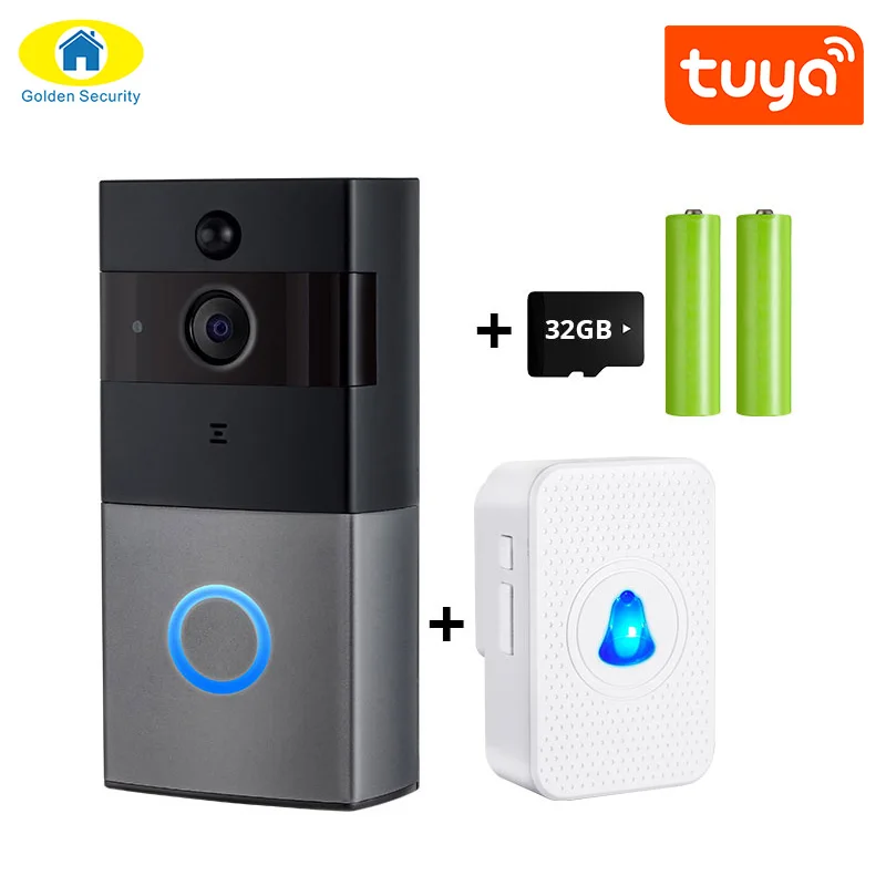 kit3 Золотой охранный WiFi видеодомофон дверной звонок 720P HD сигнализация камера безопасности ночная версия беспроводной дверной звонок с 18650 батареей - Цвет: kit3
