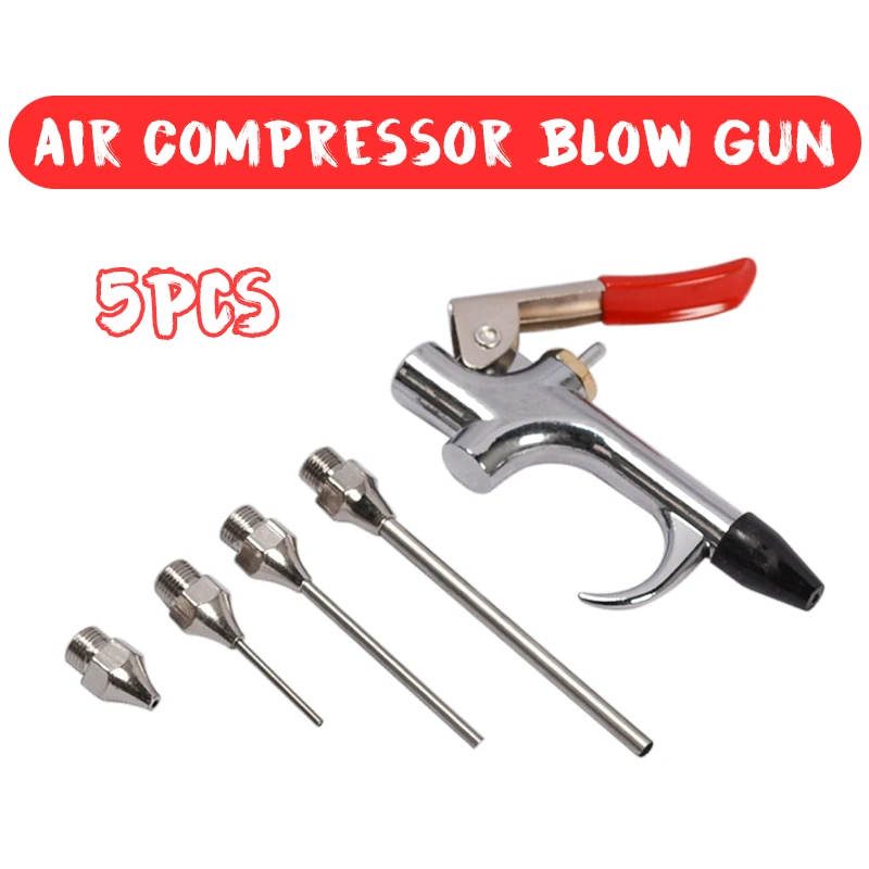 5pcs/set Air Compressor Blow Gun Metal Tool Npt Air Inlet Kit Spray