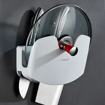 

Kitchen Supplies Hole-Free Pot Cover Holder Multi-Function Water Pan Storage Rack with Wall-Mounted Shelves