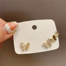 

Korean Fashion Asymmetrical Golden Butterfly Earrings Sweet and Simple Women's Stud Earrings Wedding Party Jewelry Accessories