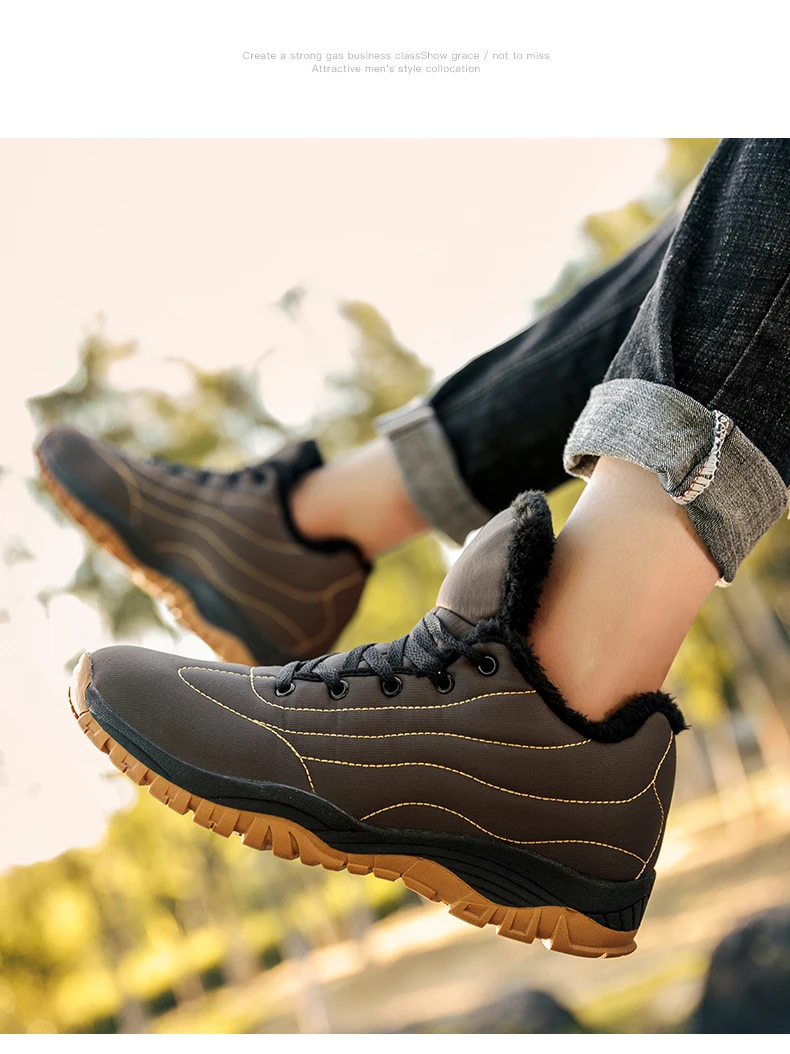 Super Warm Men Boots Waterproof Rubber Snow Boots England Retro Ankle Boots High Top Men Winter Shoes Big Size 35-46