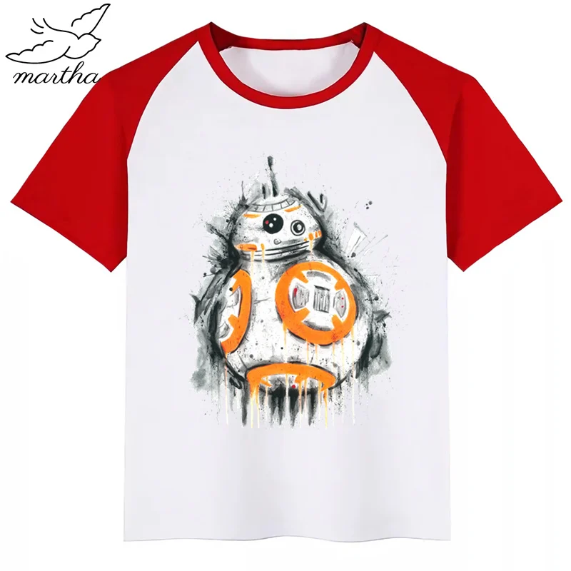 Bb8/новая футболка с принтом «Звездные войны»; Милые рубашки для девочек с принтом животных; детская Удобная футболка с круглым вырезом; одежда с короткими рукавами для мальчиков и девочек