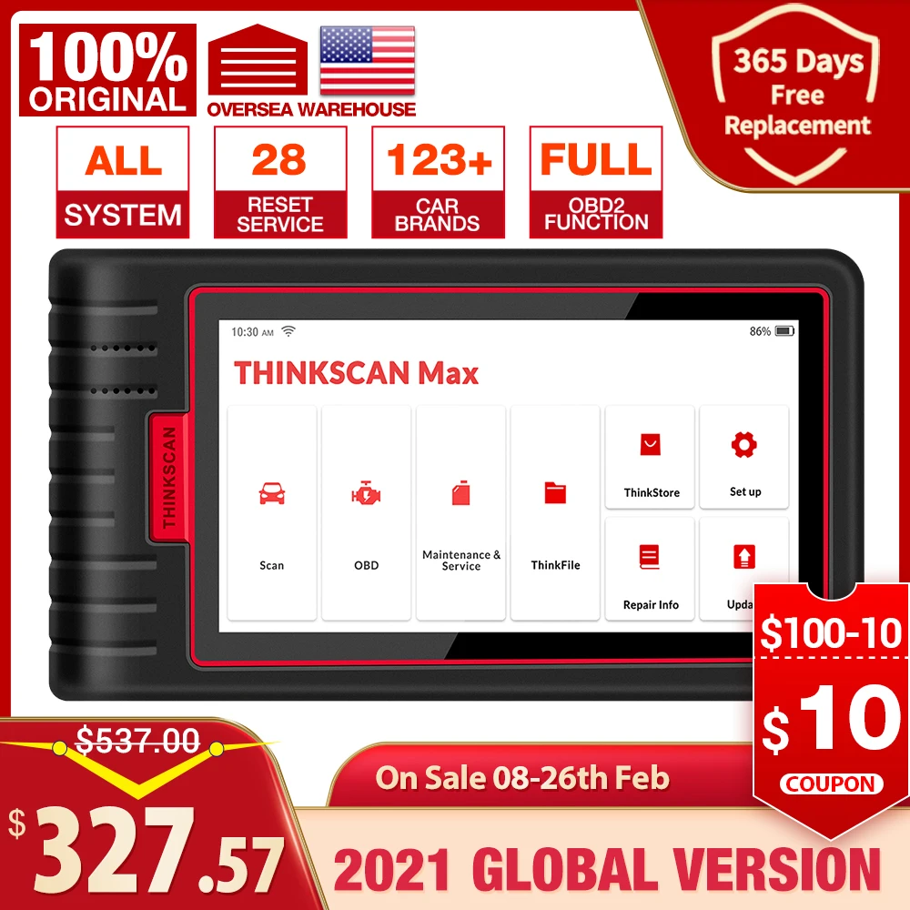 Thinkcar thinkscan máximo leitor de código automotivo do varredor obd2 profissional do sistema completo com 28 função de redefinição livre pk crp909/mk808