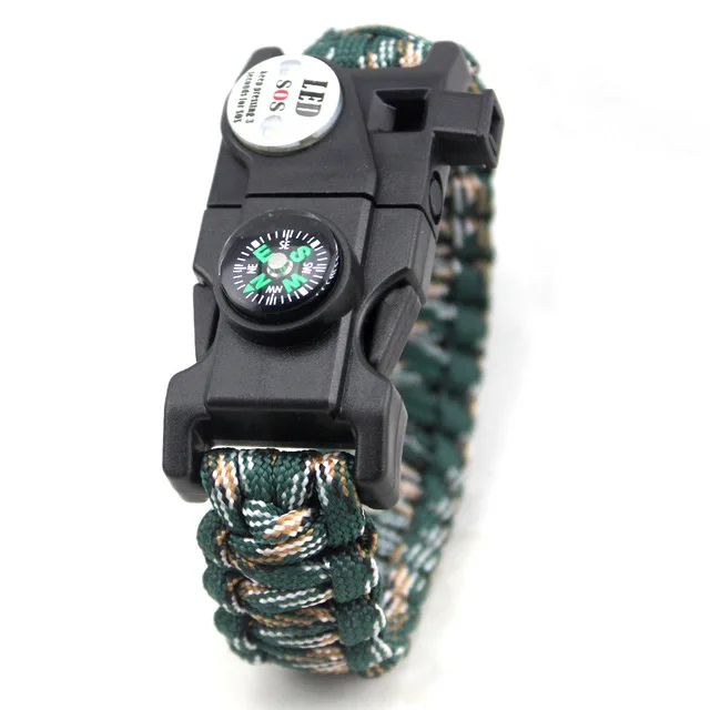 Outdoor Multifunctional Survival Bracelet Paracord Braided Rope Men Camping EDC Tool Emergency SOS LED Light Compass Whistle (13)