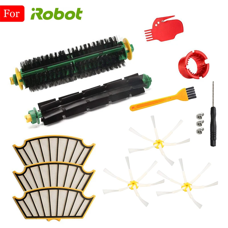 Для iRobot Roomba 500 510 530 560 570 590 серии запасные части щетина и гибкая щетка-поилка HEPA фильтр и боковая щетка, Очищающий Инструмент