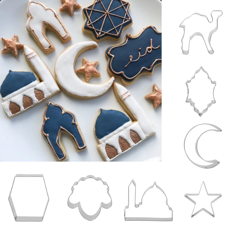 Eid Mubarak Biscuit Mold Moon Star Church Camel Cookie Cutters DIY Cake Baking Tools