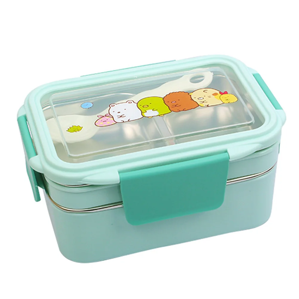 Изоляции для пикника теплоизоляционные Разделенные Дети Bento Box нержавеющая сталь студенческая школа контейнер двойной слой портативный мультфильм Ланч