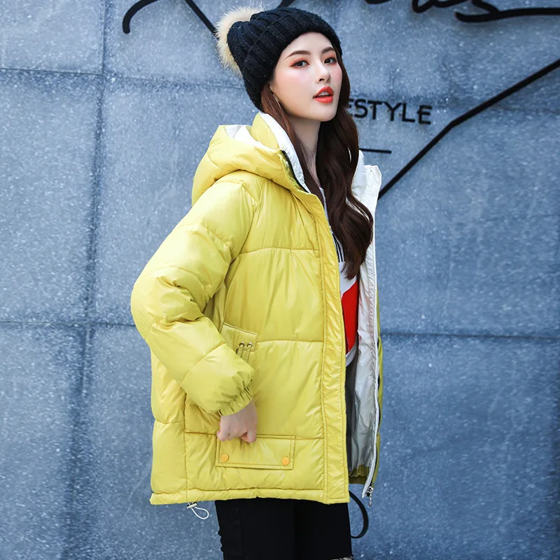

According to Nalini 19 Autumn & Winter Thin down Jacket Women's Short Loose-Fit Students down Coat Fruit Color Bright Surface Co