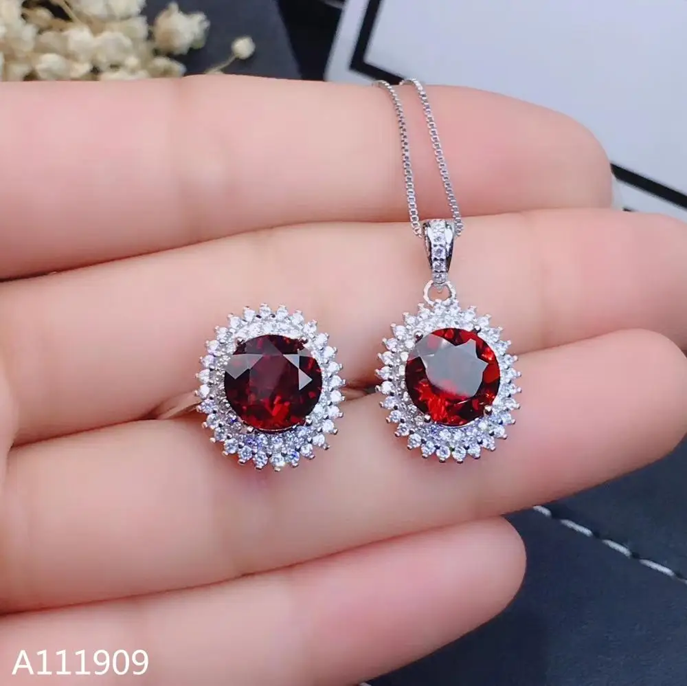 

KJJEAXCMY boutique jewelry 925 sterling silver inlaid Natural Garnet Women's set support detection