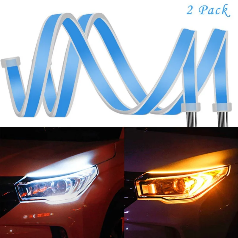 

2pcs Universal Cars LED Daytime Running Lights Turn Signal Guide Strip for Headlight Assembly Car Styling Accessories Guide Stri