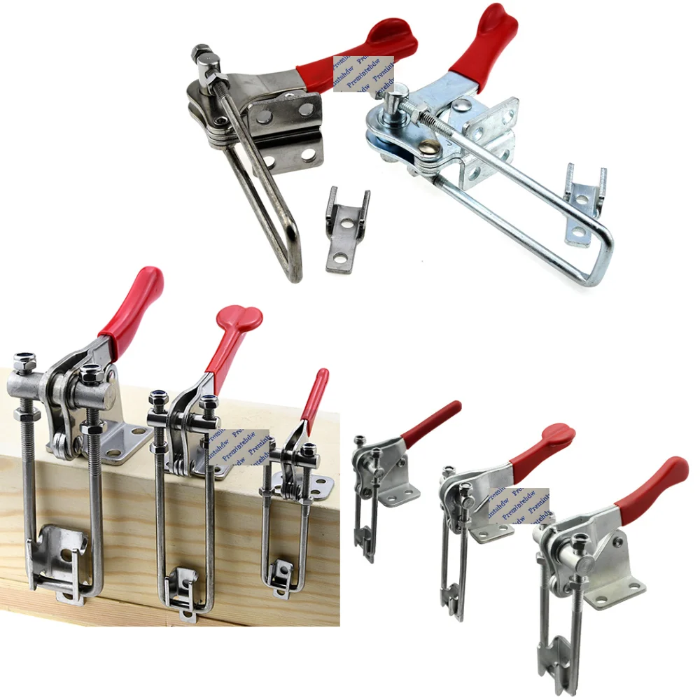 2Pcs Iron 304 Stainless Steel Adjustable 90 Degrees Corner Hasp Fastener Toggle Latch Catch Lever Handle Trailer Industrial Box