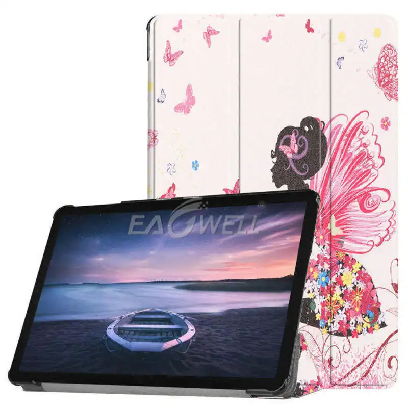 Кожаный откидной Чехол-подставка с принтом для Samsung Galaxy Tab A 10," SM-T590 T595 T597 чехол с тремя сложениями для автоматического сна смарт-чехол